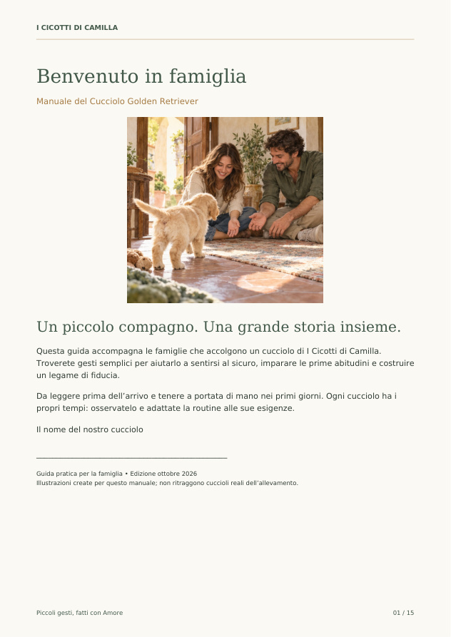 Copertina del Manuale del Cucciolo Golden Retriever di I Cicotti di Camilla: Benvenuto in famiglia
